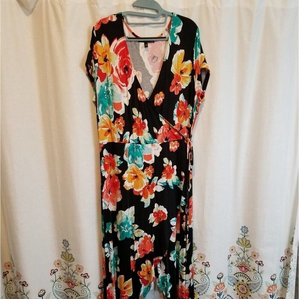 Super soft floral mock wrap maxi dress
